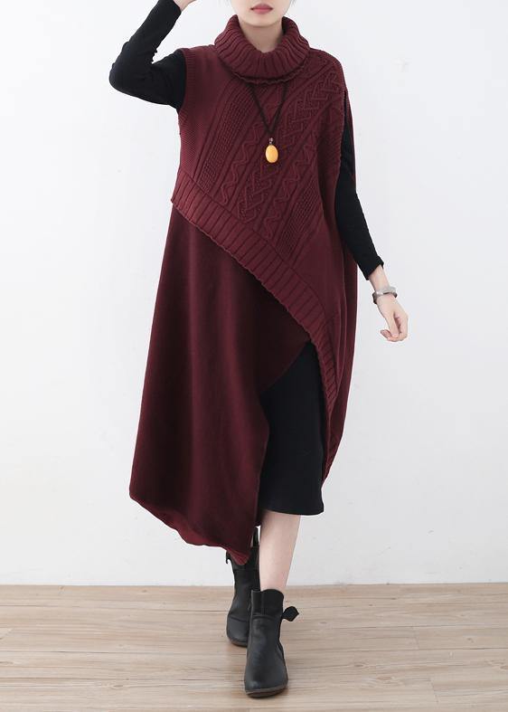Fall Original Loose Red Thick Knitted Stitching Woolen Two-piece Suit