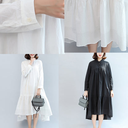 Autumn Black Butterfly Hem Cotton Dresses Oversize Maxi Dress