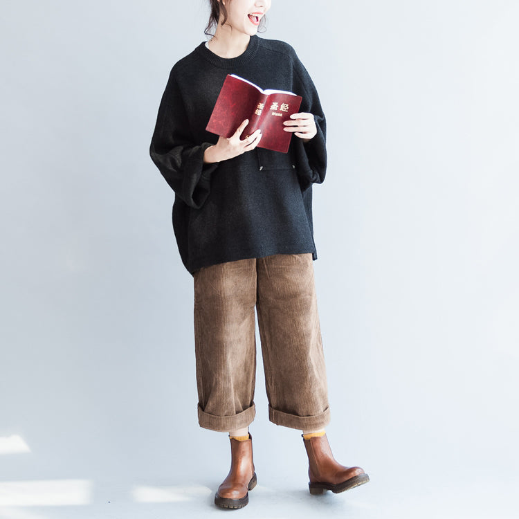 Autumn Cotton Sweaters Oversize O Neck Batwing Sleevele Knitted Sweaters