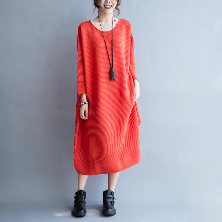 Autumn Thick Red Sweater Dresses Knit Dress