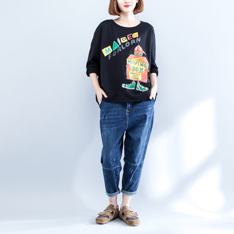 Autumn Warm Cotton Pullover Oversize O Neck Blouse