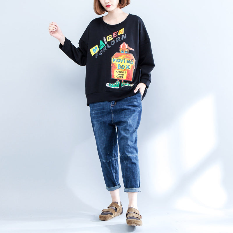 Autumn Warm Cotton Pullover Oversize O Neck Blouse