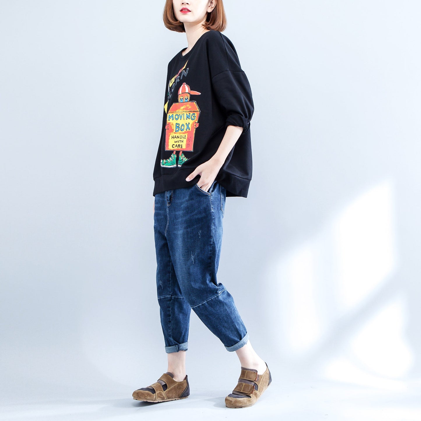 2025 autumn warm cotton pullover oversize o neck blouse