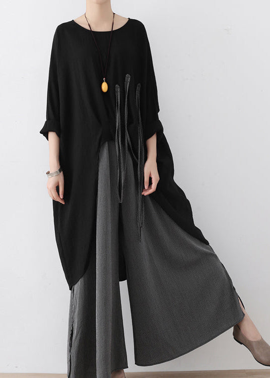 Autumn Wide Leg Pants Super Loose Linen Pants Elastic Waist Oversized