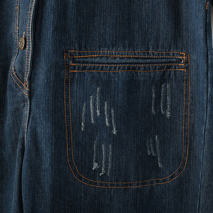 Blue Cotton High Waist Jumpsuit Pants