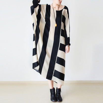 Fall Oversized Stripe Dresses Dress Baggy Caftans No Limit to Weight