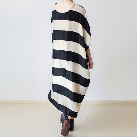 Fall Oversized Stripe Dresses Dress Baggy Caftans No Limit to Weight