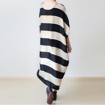 Fall Oversized Stripe Dresses Dress Baggy Caftans No Limit to Weight