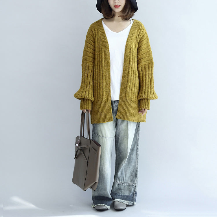 Fall Thick Warm Sweater Cardigans V Neck Long Sleeve Knit Short Coats