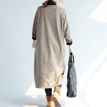 Pockets Khaki Cotton Long Cardigans Oversize Long Sleeve Trench Coats