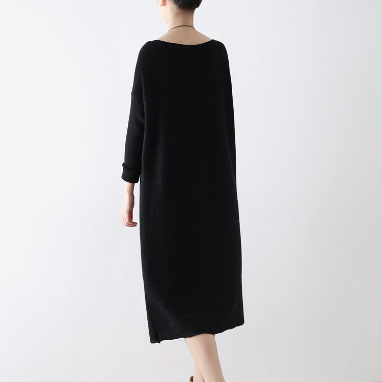 Winter Black Sweater Dresses Knit Dress Warm Cotton Winter Clothing Outwear