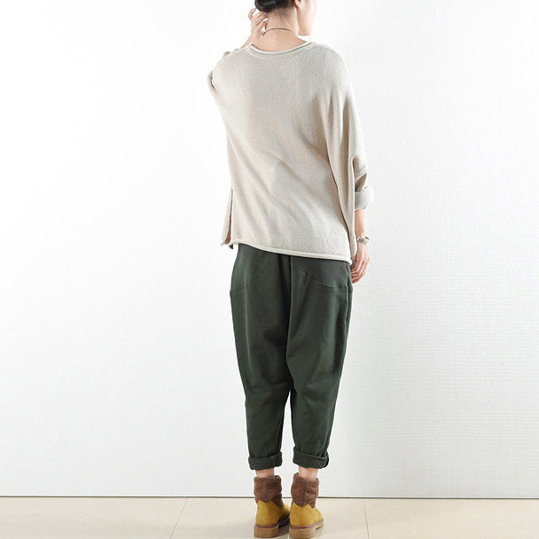 Winter Pants Green Warm Cotton Carrot Pants Oversize Elastic Waist to 104cm