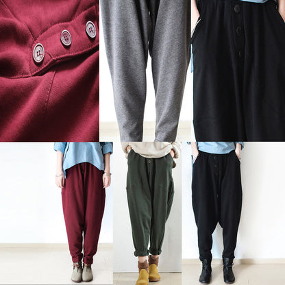 Winter Pants Green Warm Cotton Carrot Pants Oversize Elastic Waist to 104cm