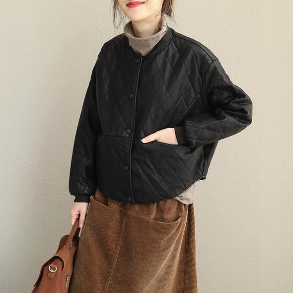 Black Loose Pu Short Coat Jacket