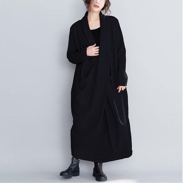 Loose Red and Black Wool Maxi Dresses for