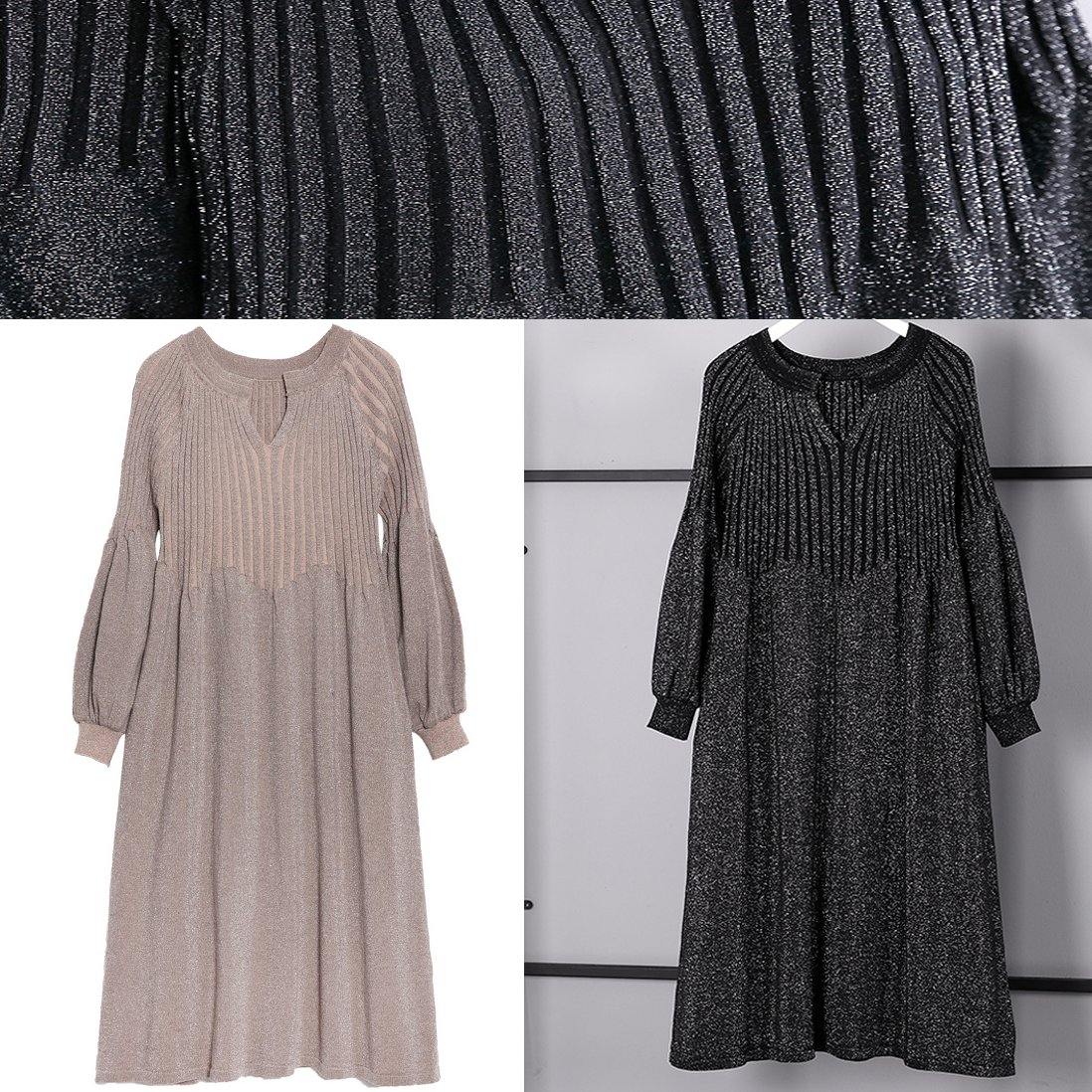 Black Sweater Dress V Neck Sweater Baggy Cinched Winter Dress