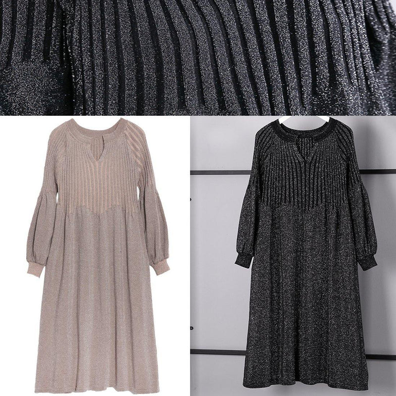 Black Sweater Dress V Neck Sweater Baggy Cinched Winter Dress