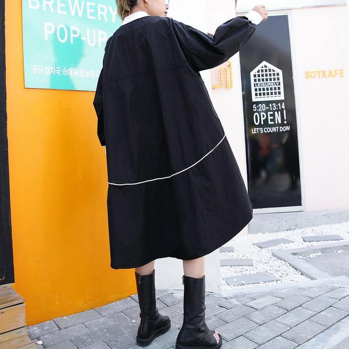 Black Thin Coat Low High Cardigans Boutique Big Pockets Jackets