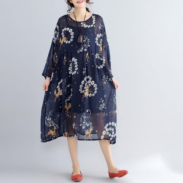 Blue Prints Pure Chiffon Dresses Two Pieces Wild Dress