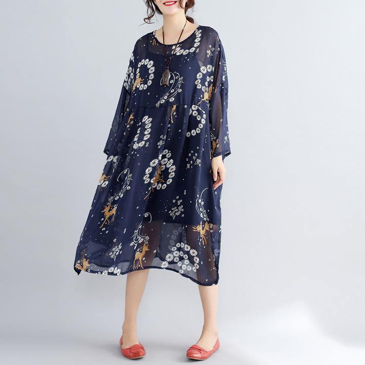 Blue Prints Pure Chiffon Dresses Two Pieces Wild Dress