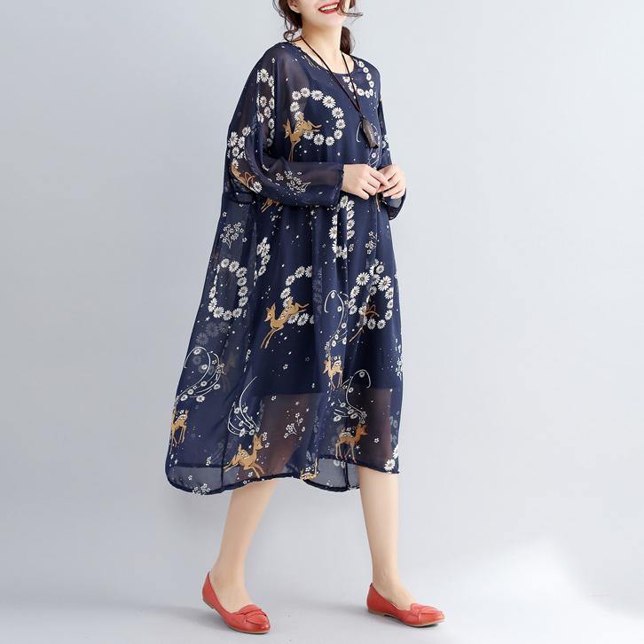 Blue Prints Pure Chiffon Dresses Two Pieces Wild Dress