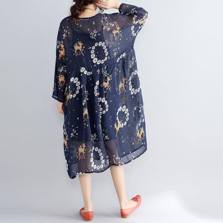 Blue Prints Pure Chiffon Dresses Two Pieces Wild Dress