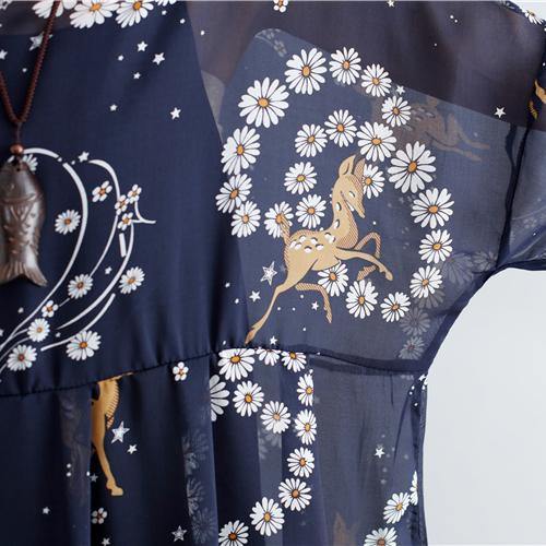 Blue Prints Pure Chiffon Dresses Two Pieces Wild Dress
