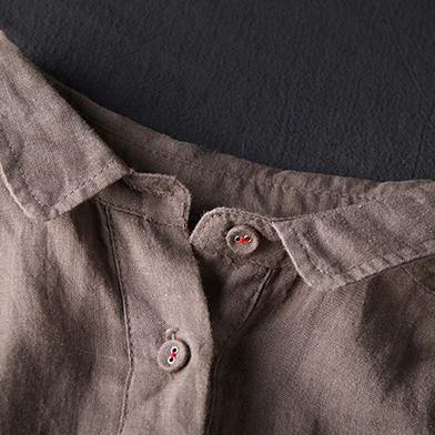 Chocolate Linen Shift Dress Clothing Linen Clothing Dresses Three Quarter Sleeve Baggy Dresses Peter Pan Collar Dresses