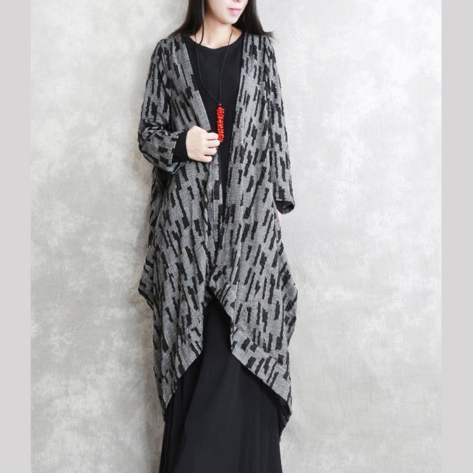 Dark Gray Coats Oversized Asymmetric Winter Coat Long Sleeve Patchwork Long Coats
