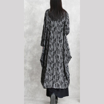 Dark Gray Coats Oversized Asymmetric Winter Coat Long Sleeve Patchwork Long Coats