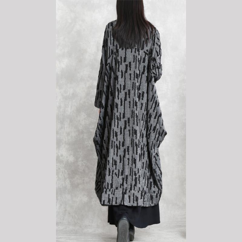 Dark Gray Coats Oversized Asymmetric Winter Coat Long Sleeve Patchwork Long Coats