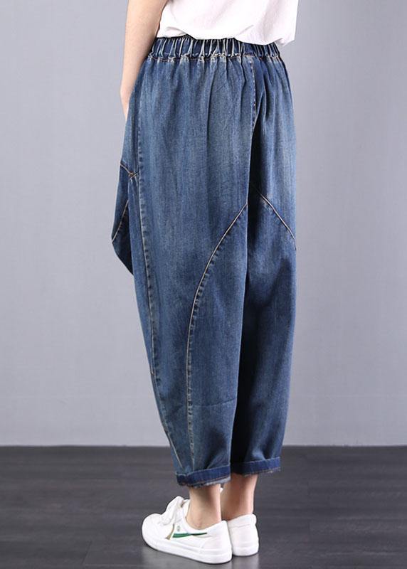 Autumn Old Pants Big Pockets Denim Blue Harem Pants
