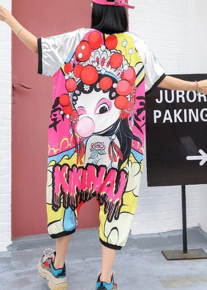 Cartoon Printed Loose One-piece Pants Harlan Wide Leg Jumpsuit Pants