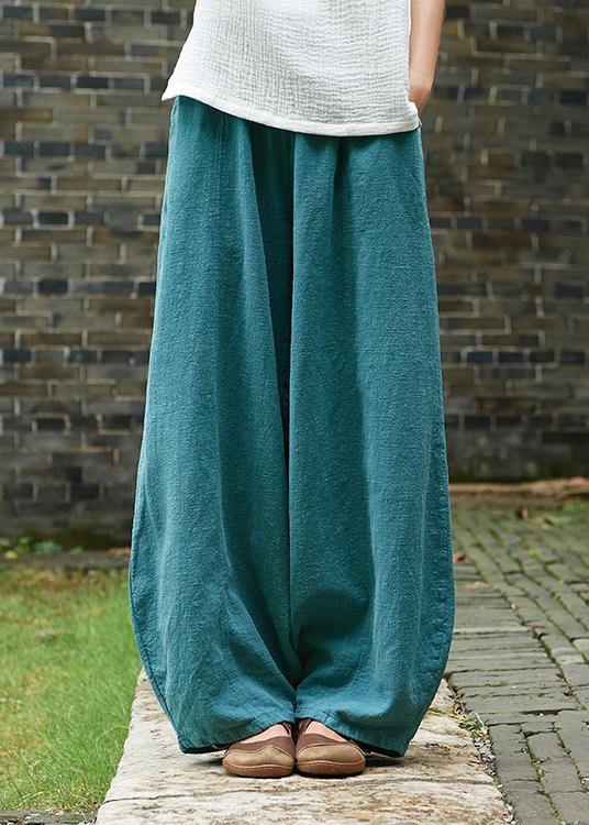 Cotton and Linen Chinese Style Ramie Wild Pants Yoga Navy Blue-dragon Pants