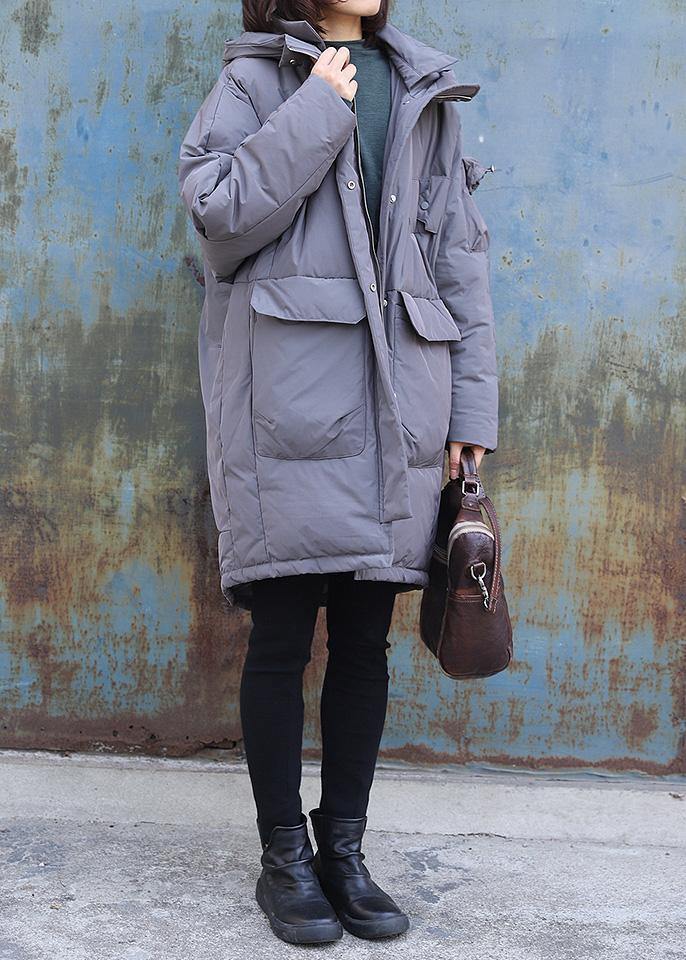 Gray Outfit Warm Winter Coat Winter Hooded Winter Outwear