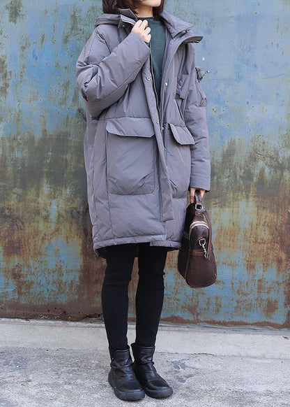 Gray Outfit Warm Winter Coat Winter Hooded Winter Outwear