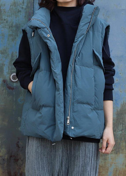 Gray Green Outwear Jackets & Coats Sleeveless Stand Collar Winter Outwear