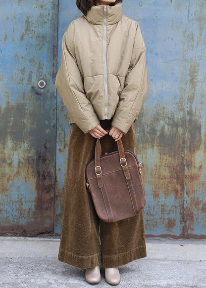 Light Yellow Down Coat Winter Clothing Stand Collar Parka Thick Fine Winter Outwear