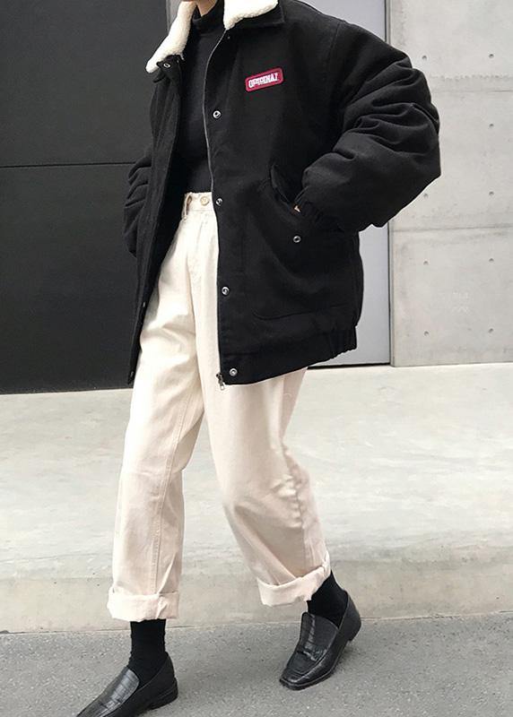Oversize Snow Jackets Winter Overcoat Black Peter Pan Collar Parka