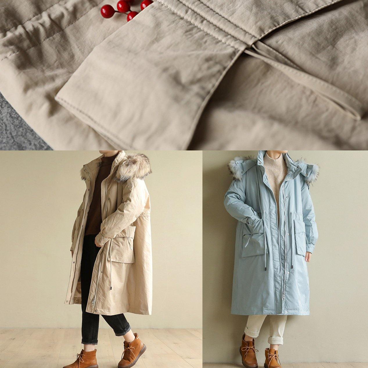 Jackets & Coats Big Pockets Winter Coats Beige Yellow Fur Collar Coats