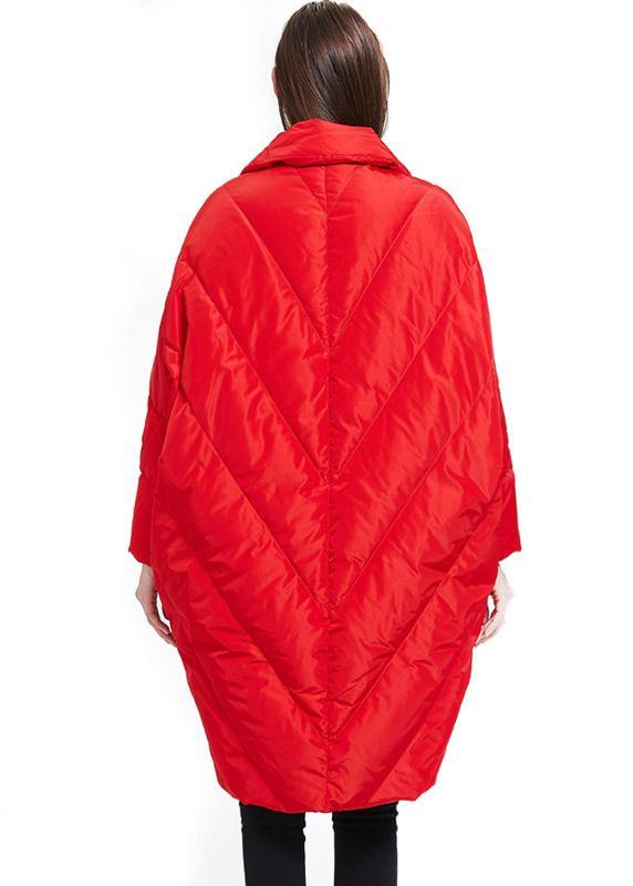 Down Jacket Notched Collar Jackets Red Cloak Down Coat Winter