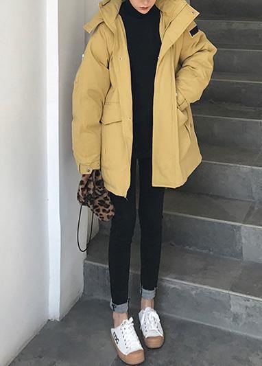 Warm Winter Coat Side Open Winter Coats Yellow Hooded Parkas