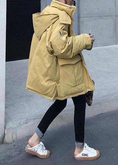 Warm Winter Coat Side Open Winter Coats Yellow Hooded Parkas