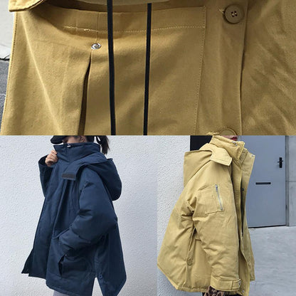 Warm Winter Coat Side Open Winter Coats Yellow Hooded Parkas