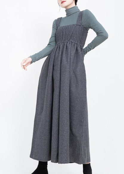 Sleeveless Cinched Jumpsuit Gray Pants Wide Leg Pants