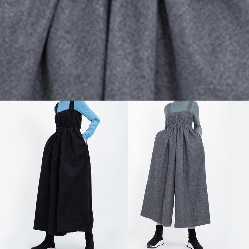 Sleeveless Cinched Jumpsuit Gray Pants Wide Leg Pants