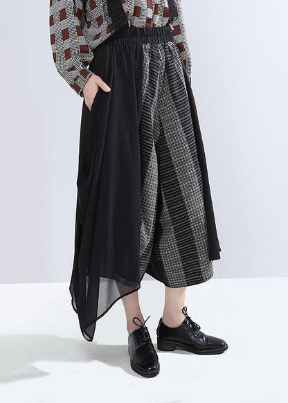Stylish Patchwork Pants Asymmetric Wide Leg Pants