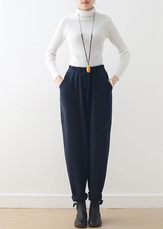 Blue Harem Pants Pants Elastic Loose Bodywear