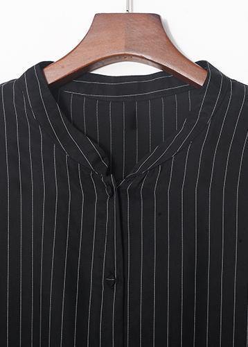 Copper Ammonia Silk Stitching Chiffon Black Striped Shirt Wide Leg Pants Suit
