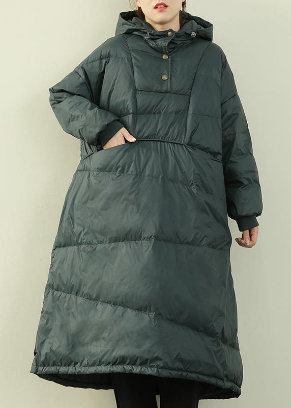 Green Warm Puffer Jackets Winter Hooded Clothes